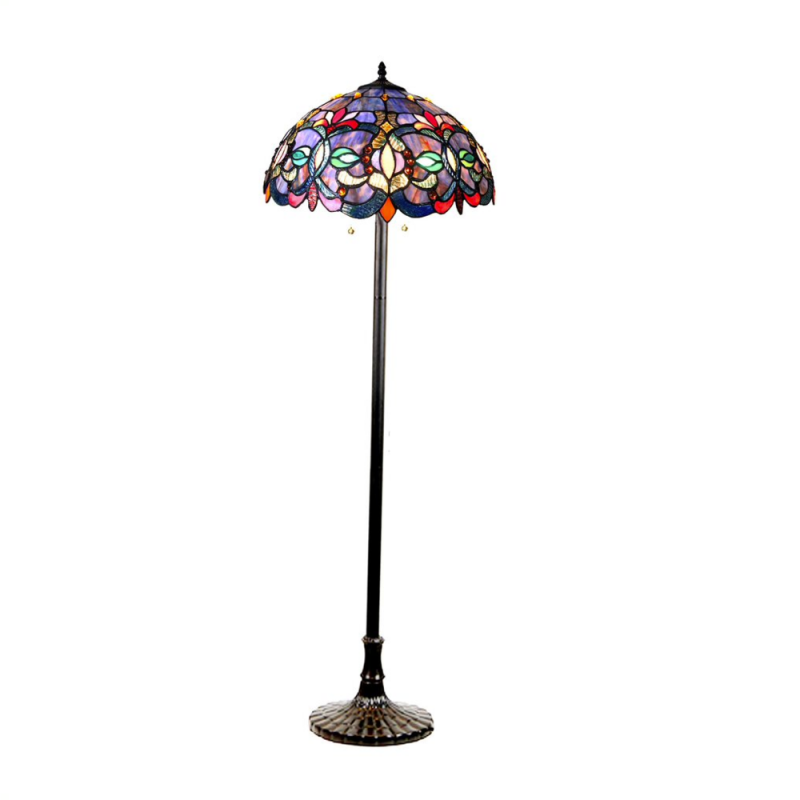 Priscilla Tiffany-Style 2 Light Victorian Floor Lamp 18" Shade