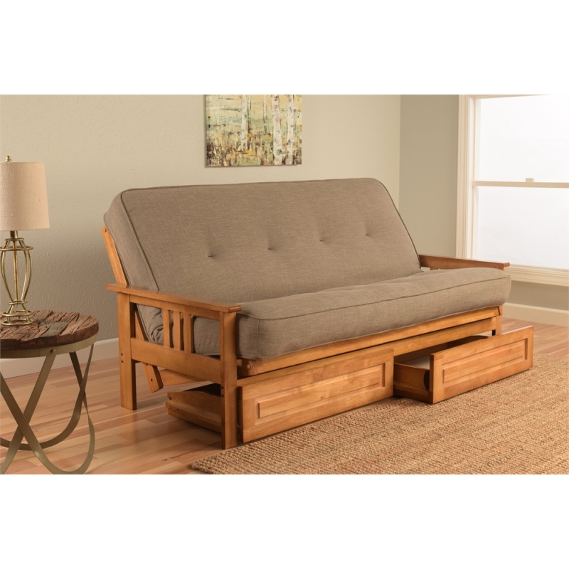 Monterey Frame-Butternut Finish-Linen Stone Mattress-Storage Drawers