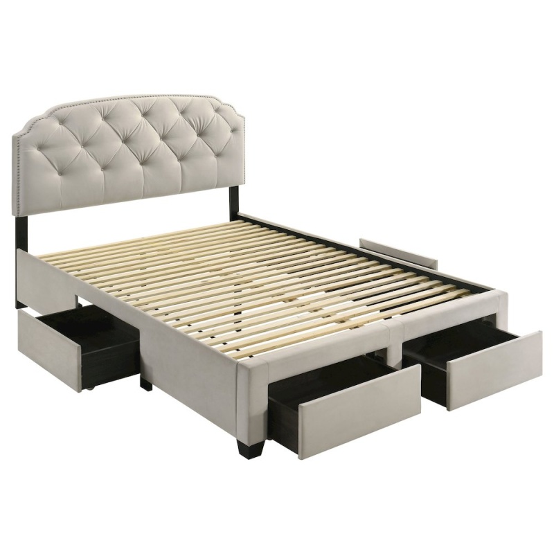 Marianna 4-Drawer Upholstered Queen Storage Bed in Cream