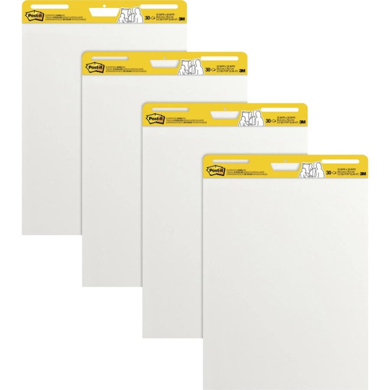Post-It® Super Sticky Easel Pad - 30 Sheets - Plain - Stapled - 18.50 Lb Basis Weight - 25" X 30" - White Paper - Self-Adhesive, Repositionable, Resist Bleed-Through, Removable, Sturdy Back, Cardb