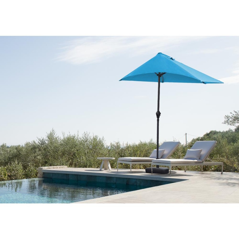 Asher Side Wall Umbrella Blue Color, 2.75 Meters Iron Bone (12*18Mm)/38 Irons, 160G Polyester Cloth Without Boundary, With Gourd Hand