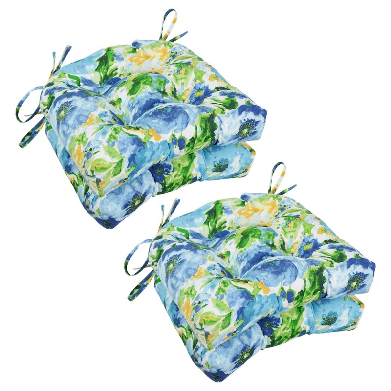 16-Inch Polyester Patterned Outdoor U-Shaped Chair Cushions (Set of 4)