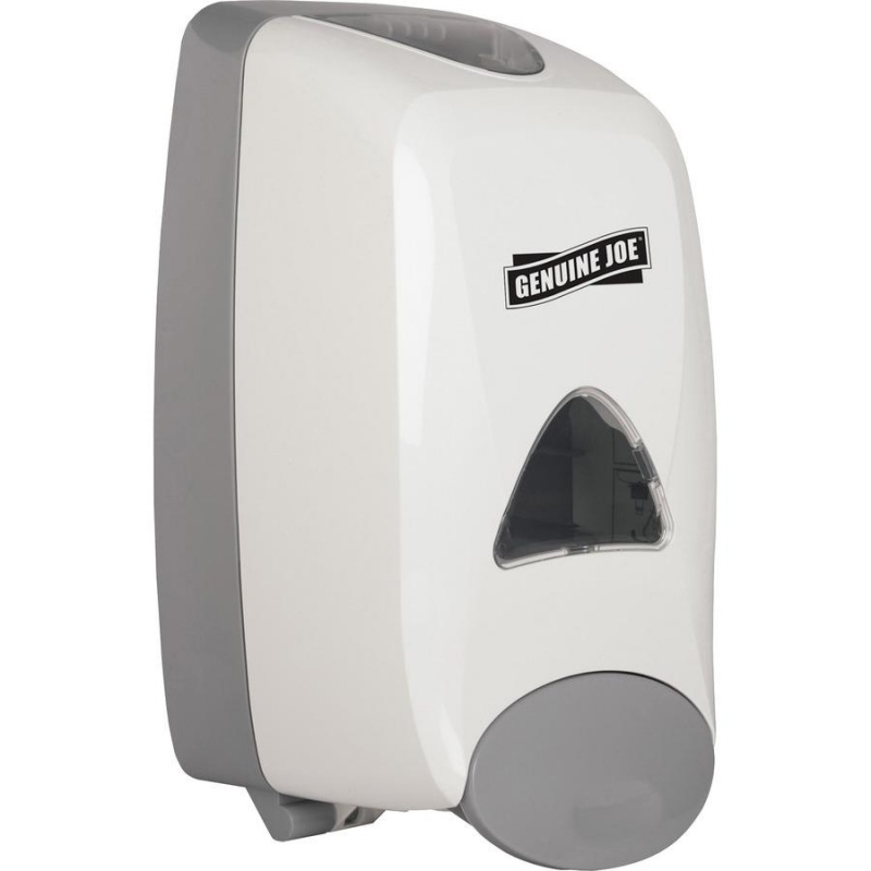 Genuine Joe Solutions 1250 Ml Foam Soap Dispenser - Manual - 1.32 Quart Capacity - Site Window, Soft Push, Sanitary-Sealed, Refillable - White - 6 / Carton
