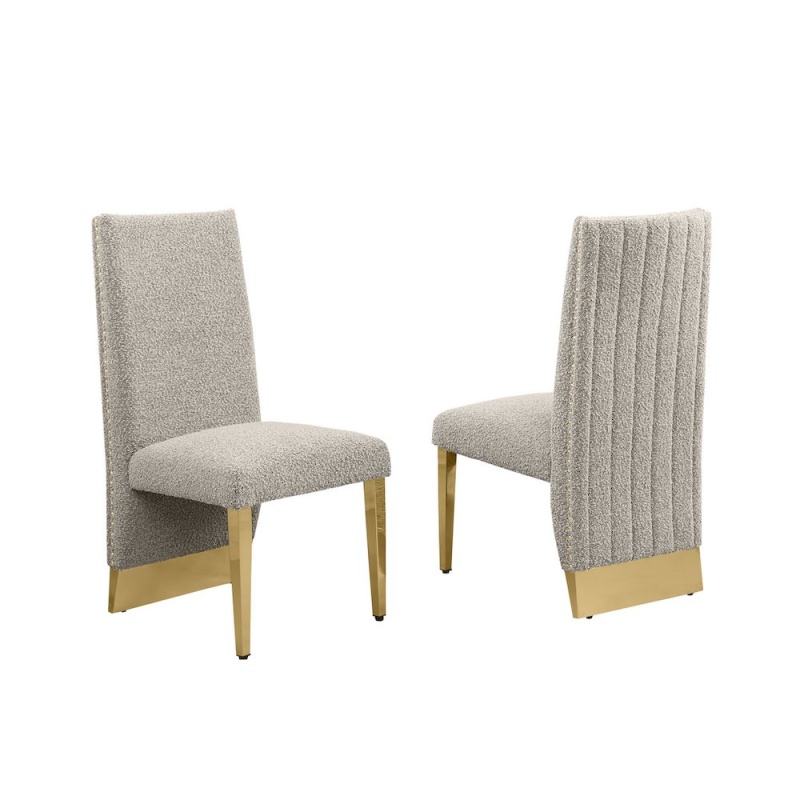 Luxe Gray Boucle Side Chairs - Set Of 2