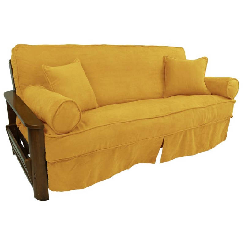 Solid Microsuede Double Corded Full Futon Slipcover Set