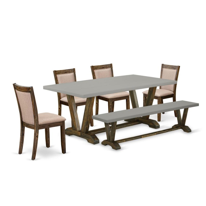 6 Piece Dining Set with Cement Top Table