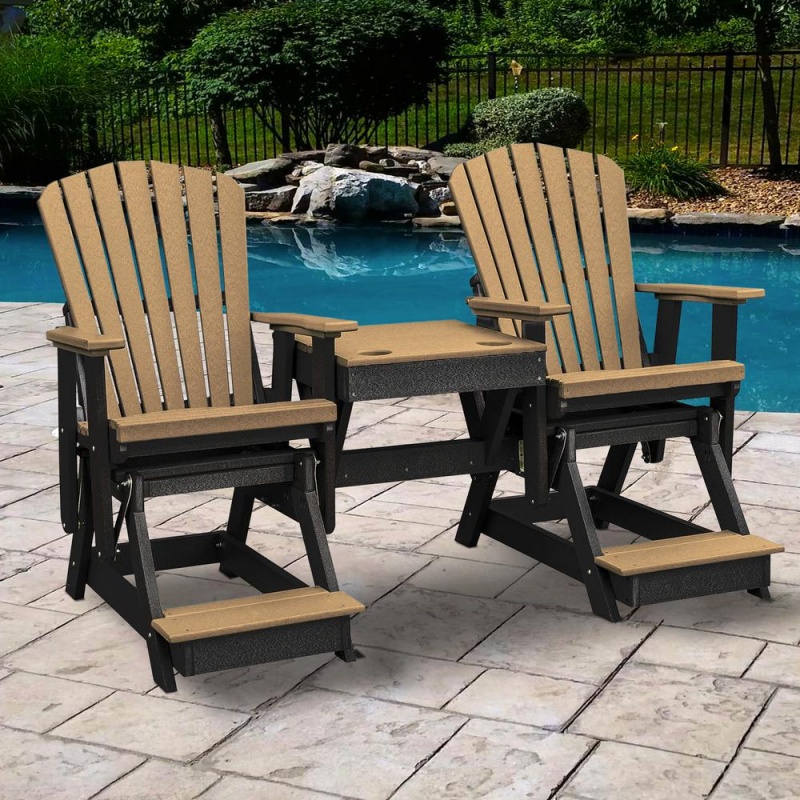 Os Home And Office Model 516Cbk-K Double Balcony Height Glider With Center Table In Cedar And Black