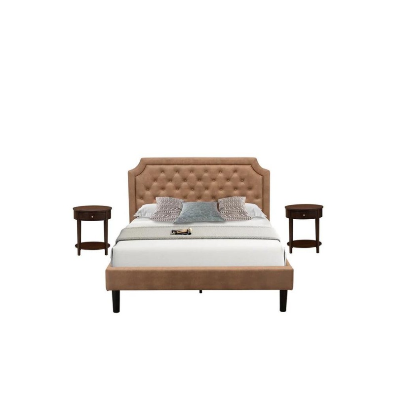 3-Piece Queen Bed Set with Bedframe and 2 Nightstands