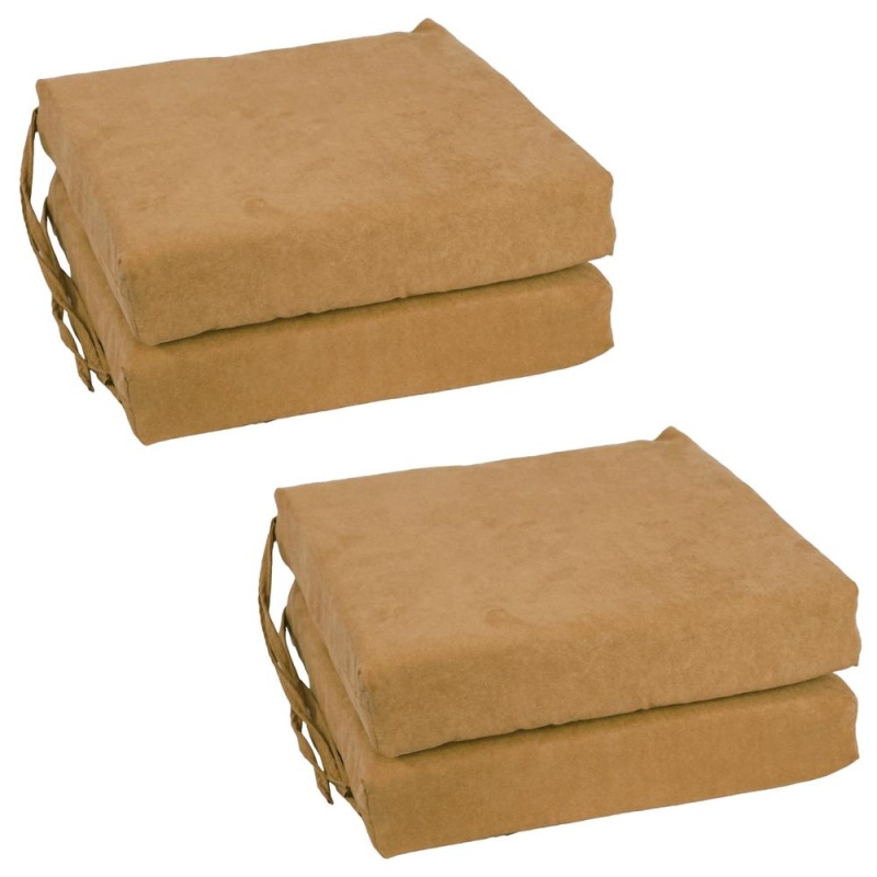 Blazing Needles Set Of 4 Indoor Microsuede Chair Cushions, Camel
