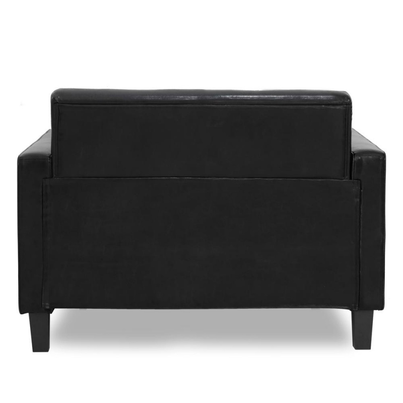 Furinno Brive Contemporary Tufted Loveseat, Black Faux Leather