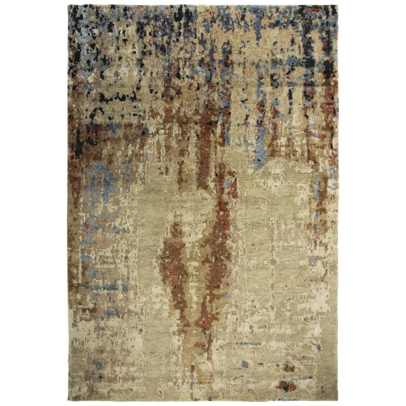 Hand Knotted Cut Pile Wool/ Viscose Rug, 9' X 12'