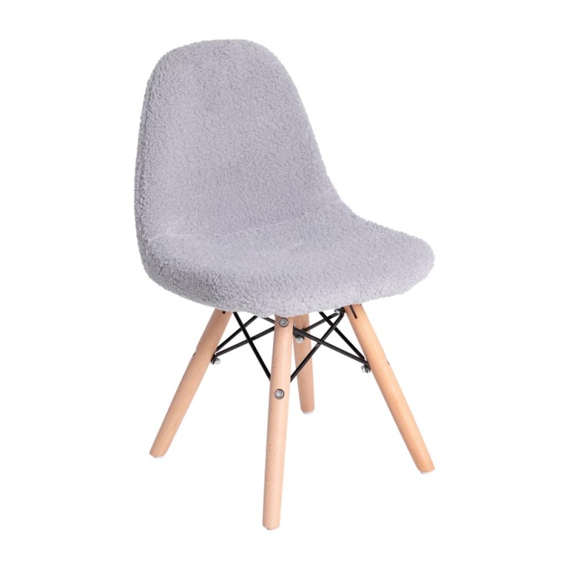 Kid's Padded Armless Faux Shearling Accent Chair in Gray