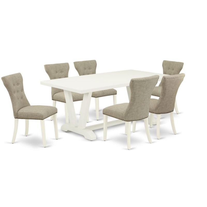 7-Pc Dining Room Table Set with 6 Dining Chairs