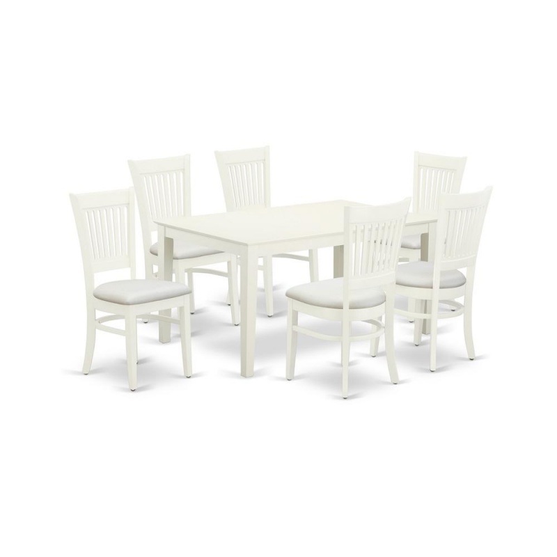 7-Pc Modern Dinette Set With 6 Wooden Dining Chairs