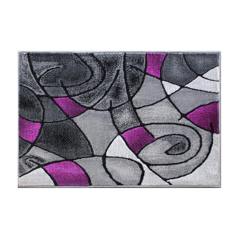 Jubilee Collection 2' X 3' Purple Abstract Pattern Area Rug - Olefin Rug With Jute Backing For Hallway, Entryway, Or Bedroom