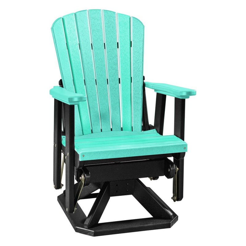 Fan Back Swivel Glider In Aruba And Black