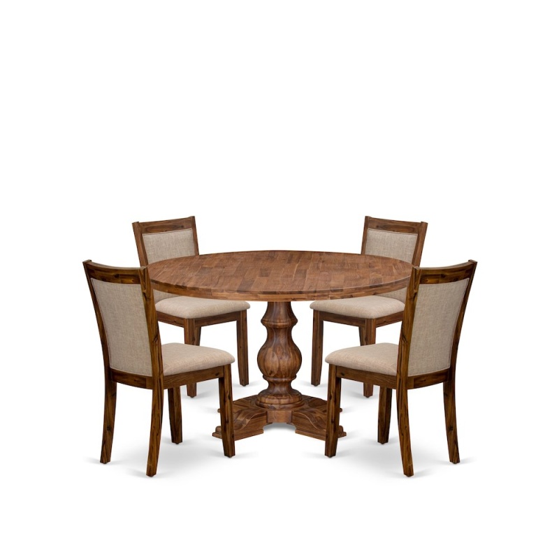 5-Pc Mid-Century Kitchen Set with Pedestal Table
