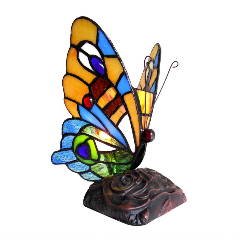 Kacy 4 Tiffany-Style Butterfly Accent Table Lamp