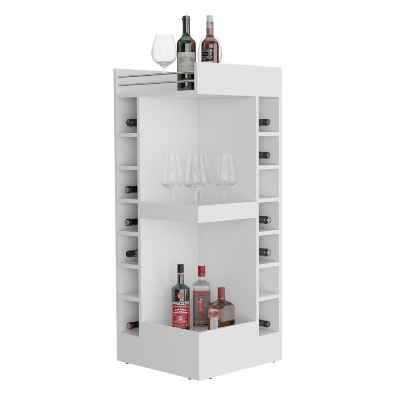 Parker Bar Cabinet, 16 Shelves, White
