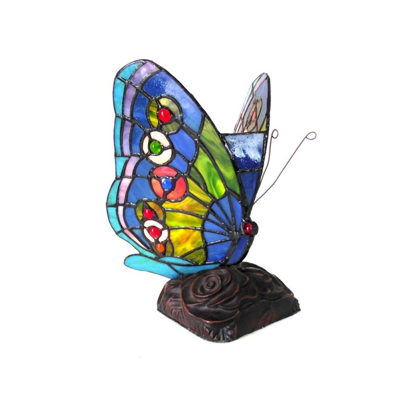 Kacy 1 Tiffany-Style 1 Light Butterfly Accent Table Lamp 10" Tall