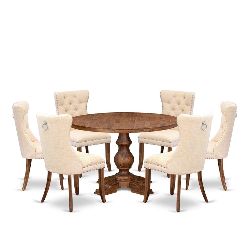 7-Piece Kitchen Table Set in Light Beige Color