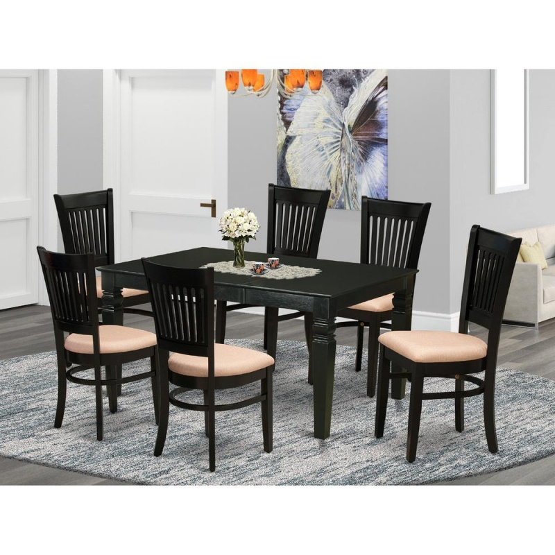 Dining Table- Table Leg Dining Chairs, Weva7-Blk-c
