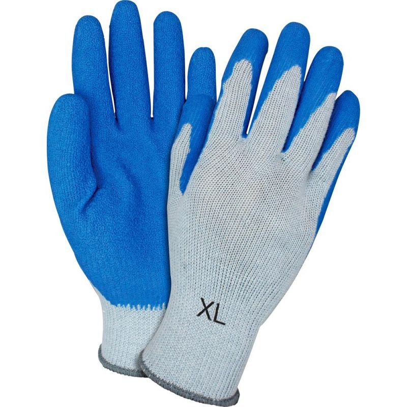 Safety Zone Blue/Gray Coated Knit Gloves - Abrasion Protection - Latex Coating - X-Large Size - Polyester Cotton - Blue, Gray - Abrasion Resistant, Cut Resistant, Crinkle Grip, Machine Washable, Long