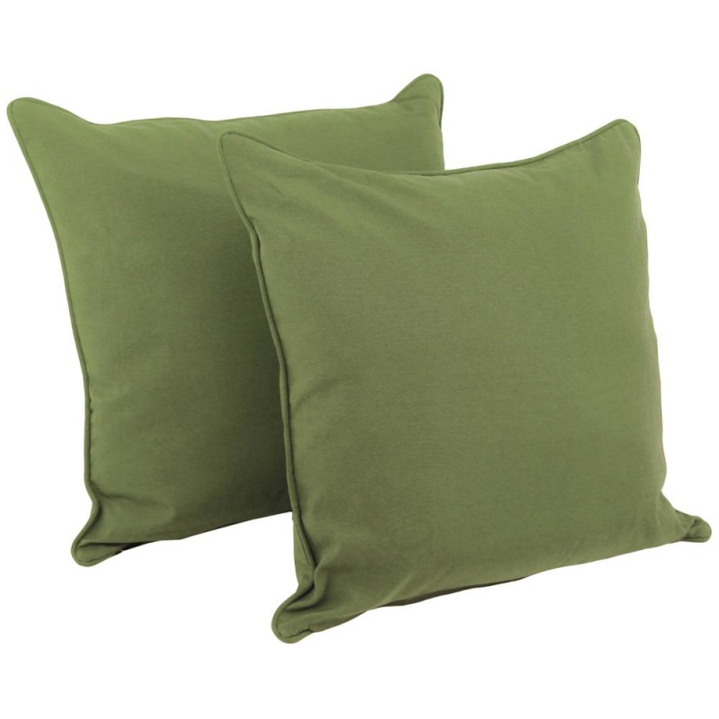 25-Inch Double-Corded Solid Twill Square Floor Pillows With Inserts (Set Of 2), Sage