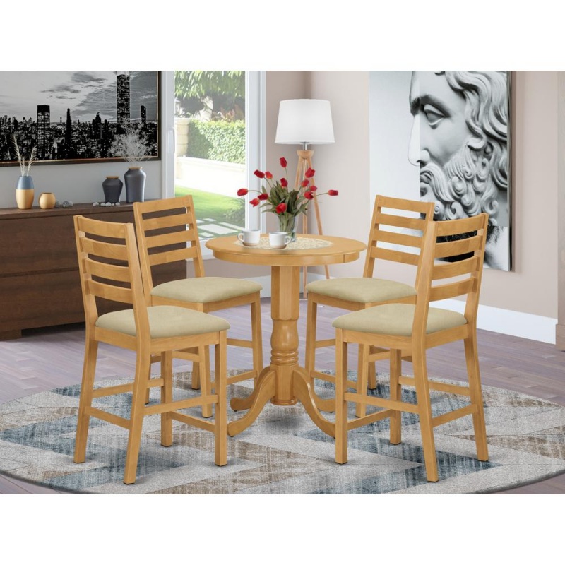 5 Pc Dining Counter Height Set - High Top Table And 4 Counter Height Dining Chair