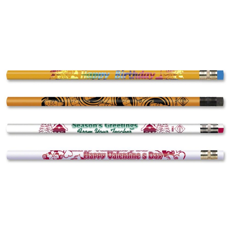 Moon Products Fun Design Seasonal Pencil Pack - #2 Lead - 8.7 Mm Lead Diameter - Black Lead - Assorted Wood Barrel - 144 / Box