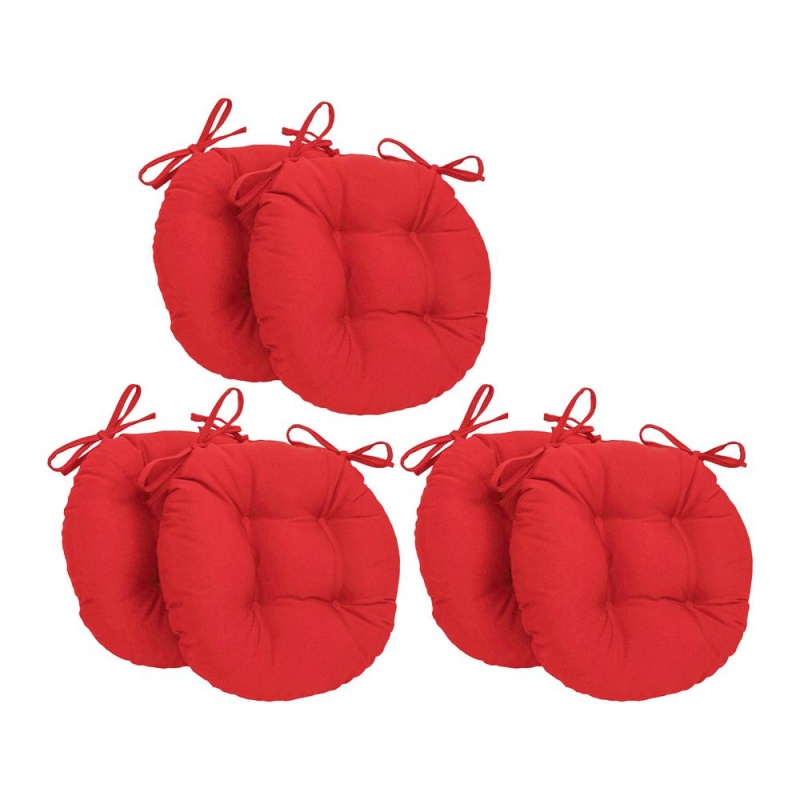 16-Inch Solid Twill Round Tufted Chair Cushions (Set Of 6) 916X16rd-T-6Ch-Tw-Rd