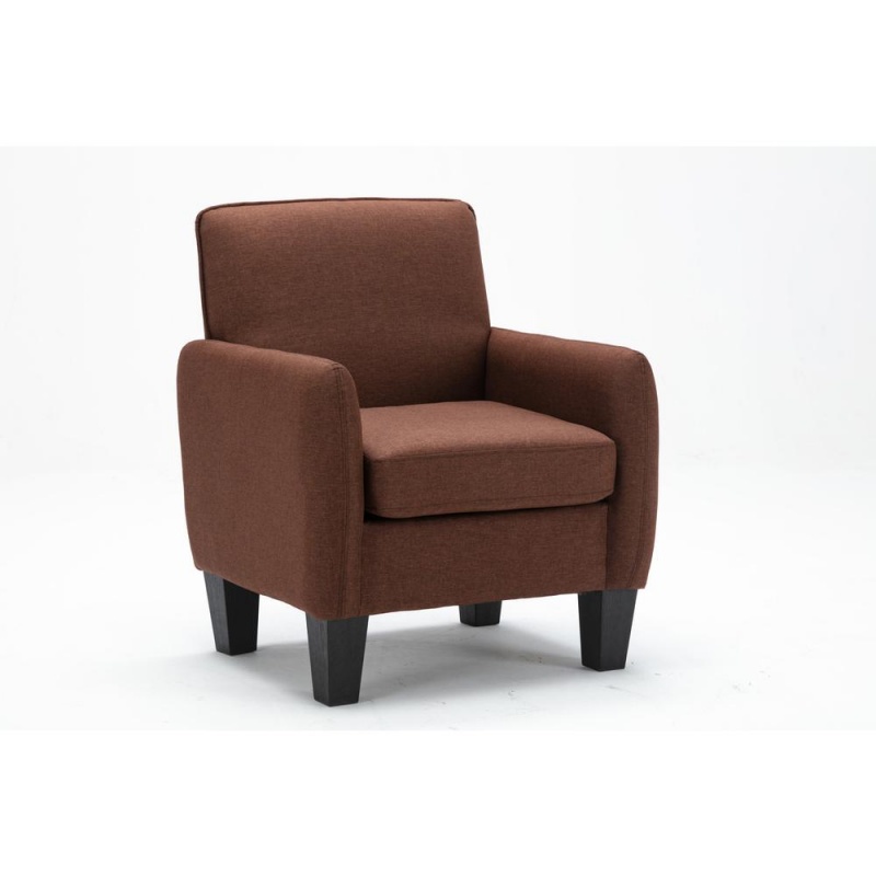 Mia Brown Linen Fabric Accent Armchair