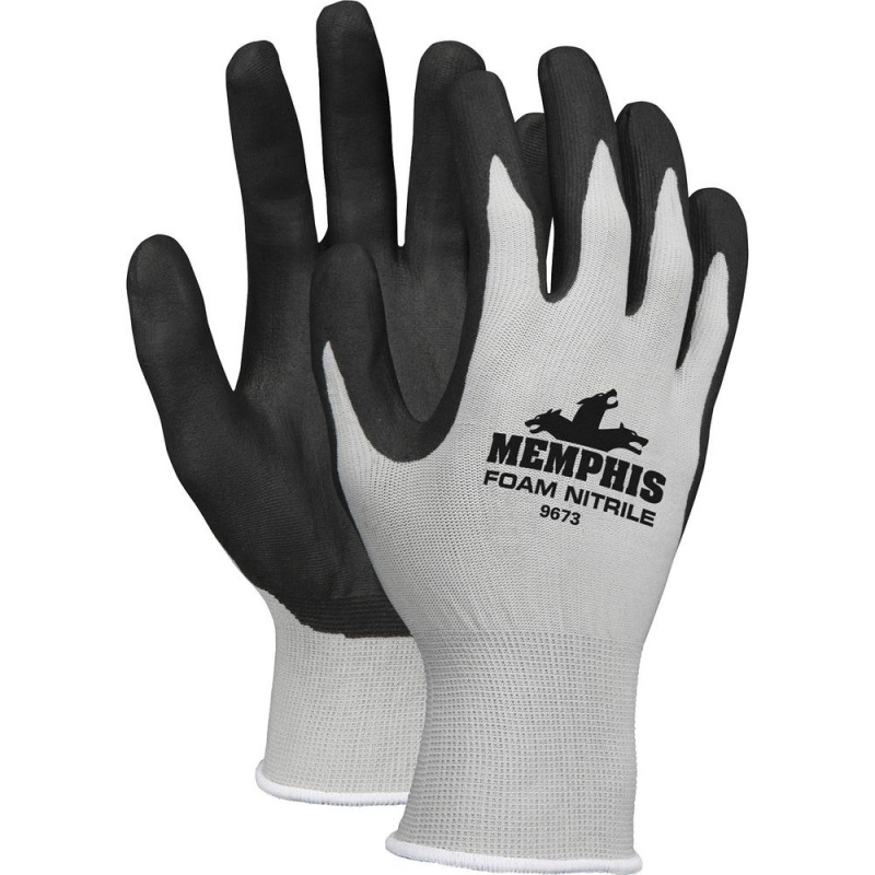 Memphis Shell Lined Protective Gloves - Small Size - Gray, Black, White - Knit Wrist, Comfortable - For Material Handling, Assembling, Farming, Construction, Landscape, Plumbing, Shipping - 1 Dozen -