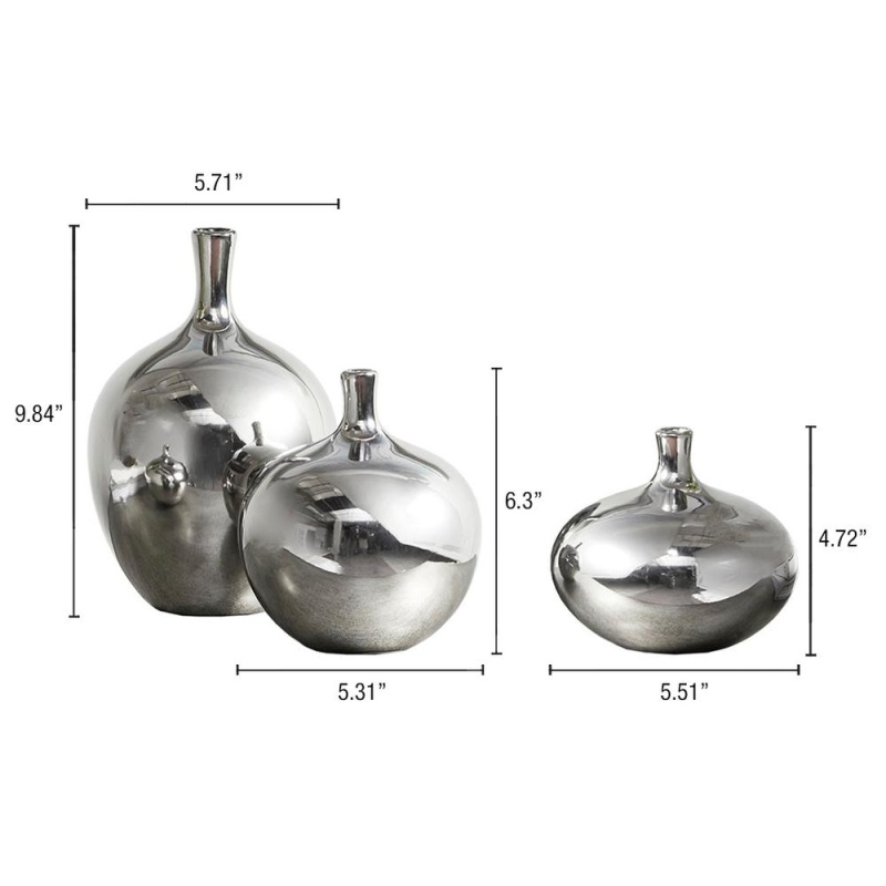 Mirrored Ceramic Decorative Vases 3-Piece Set