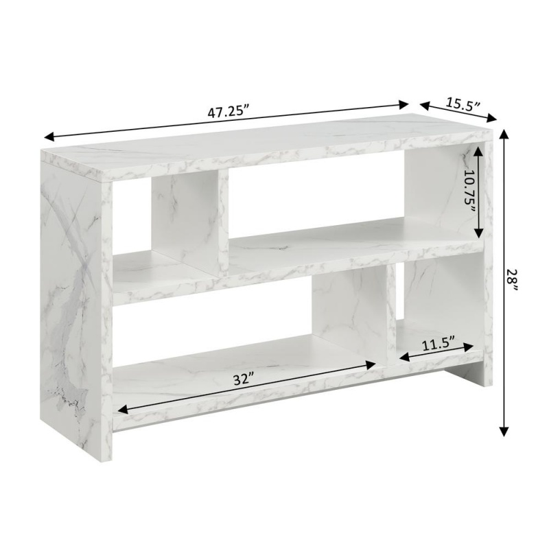 Northfield Tv Stand Console With Shelves -White Faux Marble