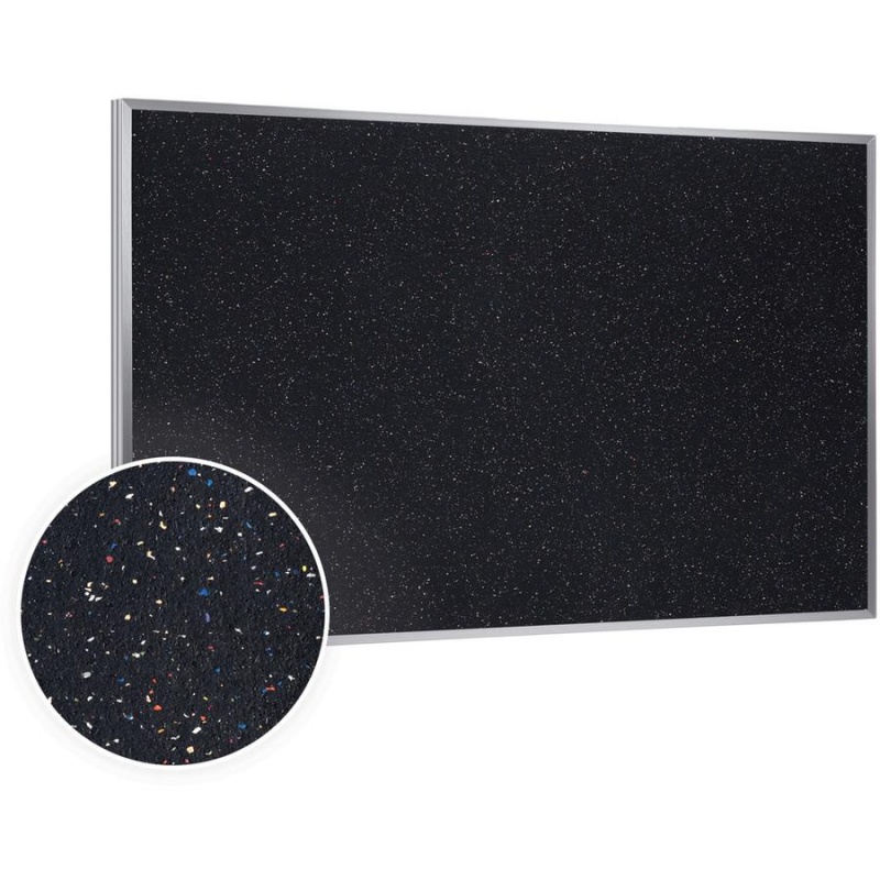 Ghent Confetti Rubber Tackboard - 24" Height X 36" Width - Rubber Surface - Self-Healing, Stain Resistant, Fade Resistant - Aluminum Frame - 1 Each