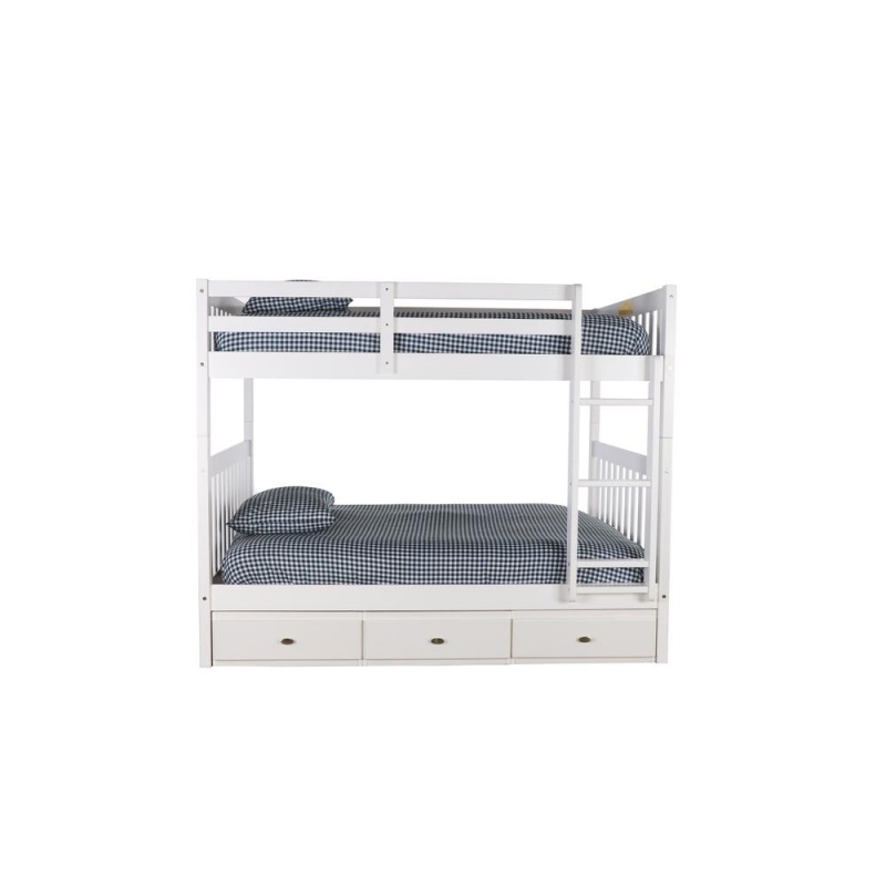Os Home And Office Furniture Model Full Over Full Bunk Bed With Three Drawers In Casual White