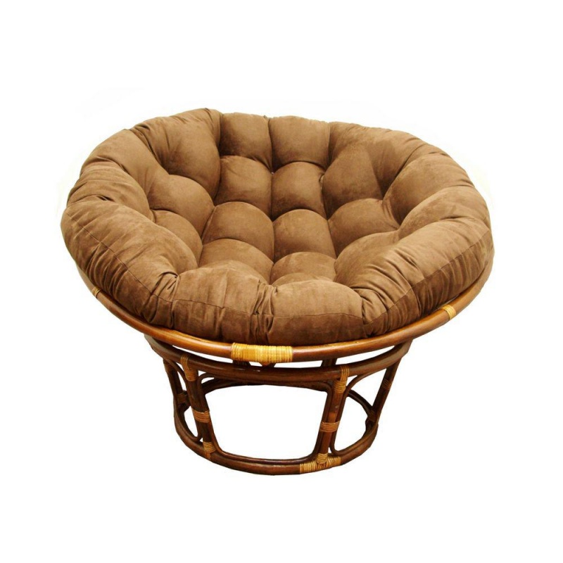 Rattan 42-Inch Papasan Chair With Micro Suede Cushion