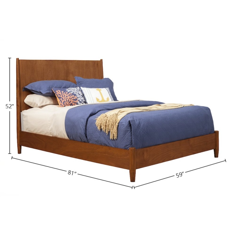 Flynn Mid Century Modern Full Size Panel Bed, Acorn
