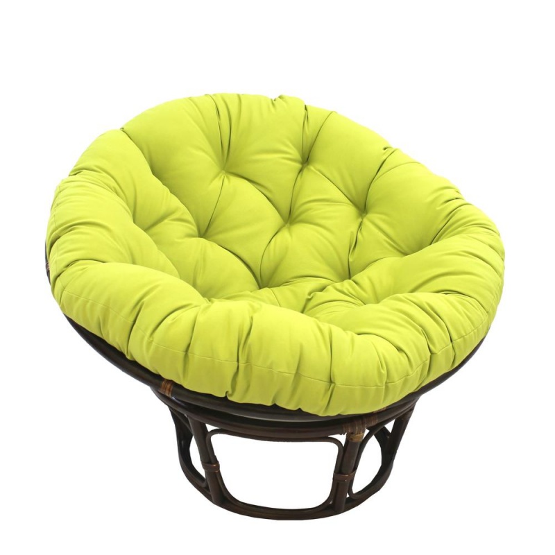 42-Inch Rattan Papasan Chair With Solid Twill Cushion