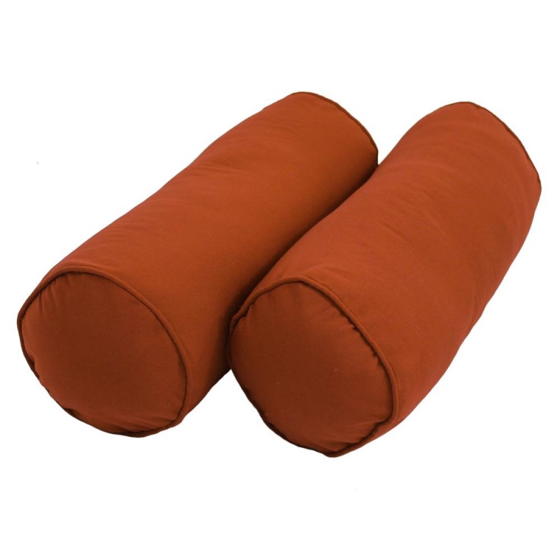 20-Inch By 8-Inch Double-Corded Solid Twill Bolster Pillows With Inserts (Set Of 2), Spice