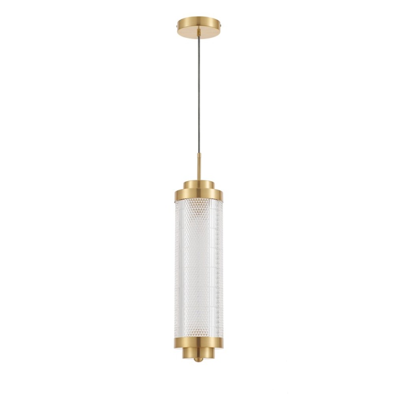 16W Pendant in Aged Brass with Clear Acrylic Diffuser
