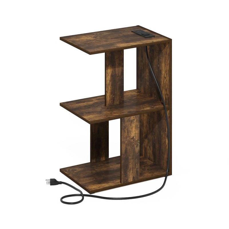 Open Storage Sofa Side Table with USB and Type-C Charging Port