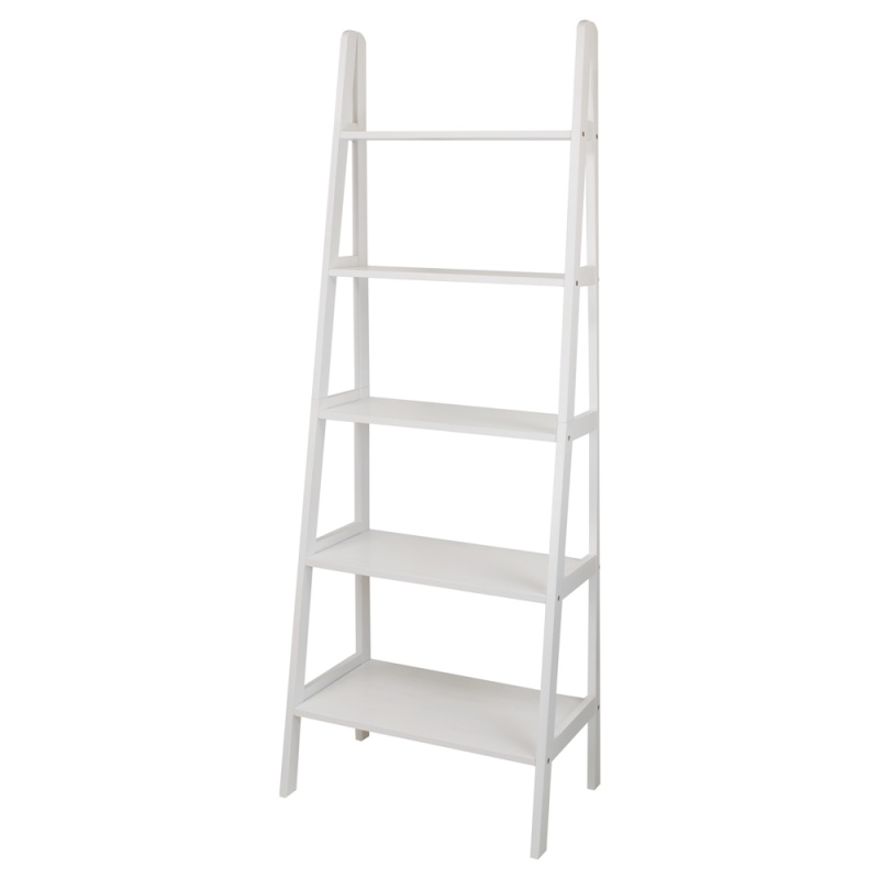 Casual Home 5-Shelf Ladder Bookcase - White