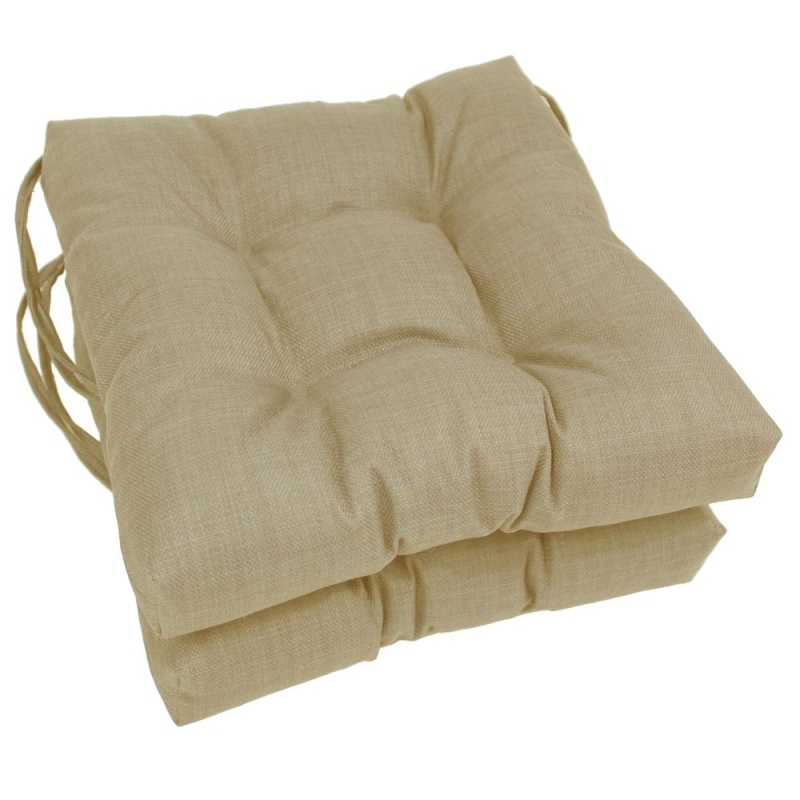 16-Inch Spun Polyester Solid Outdoor Square Tufted Chair Cushion