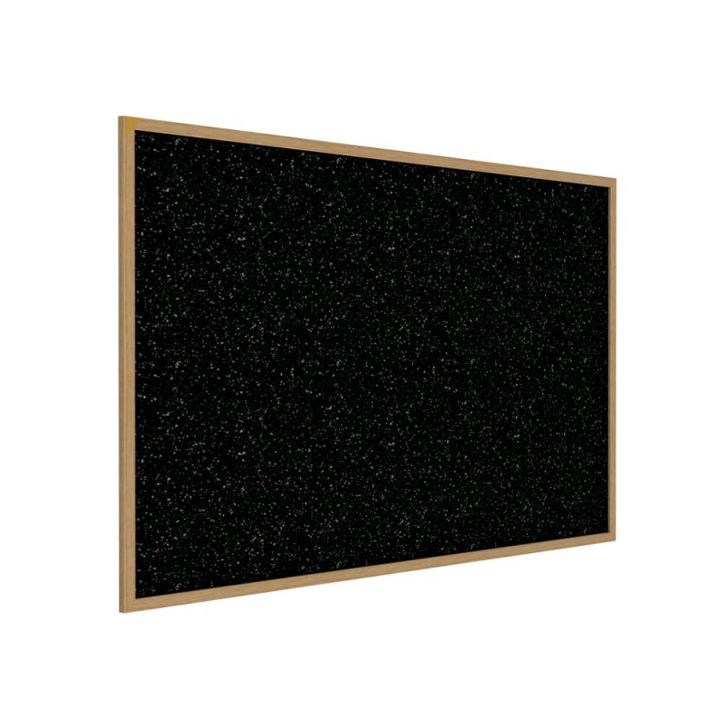 36.0"X46.5" Wood Fr, Oak Finish Recycled Rubber Bulletin Board - Confetti