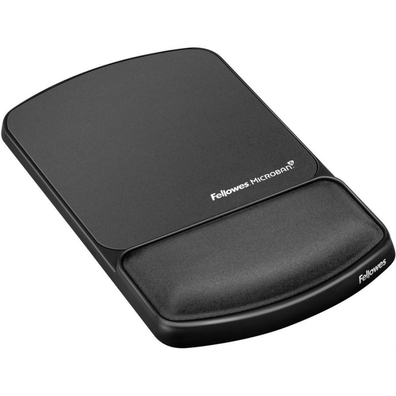 Fellowes Mouse Pad / Wrist Support With Microban® Protection - 0.88" X 6.75" X 10.13" Dimension - Graphite - Polyester, Gel - Wear Resistant, Tear Resistant, Skid Proof - 1 Pack