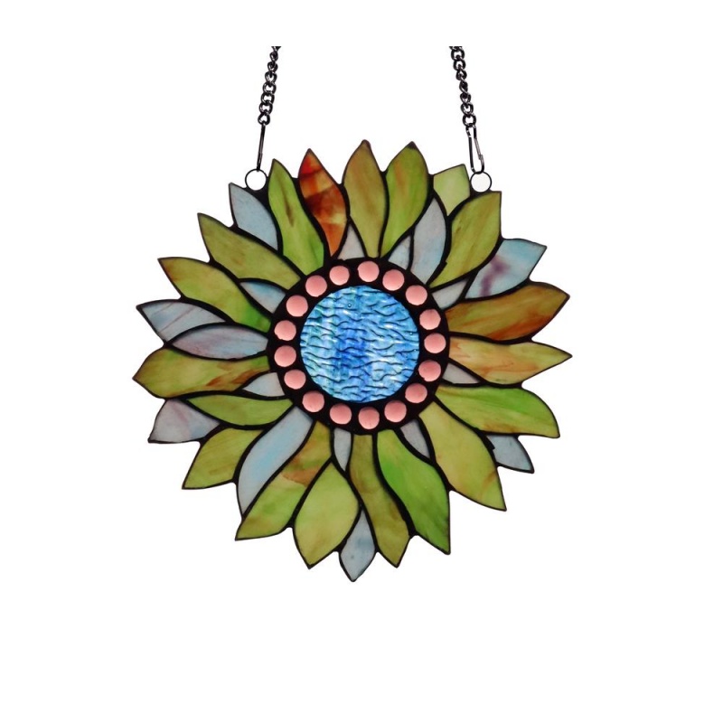Chloe Lighting Sundance Tiffany-Style Floral Stained Glass Window Panel