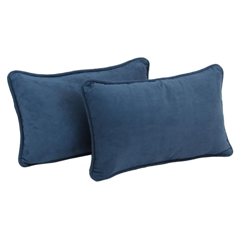 20-Inch By 12-Inch Double-Corded Solid Microsuede Back Support Pillows With Inserts (Set Of 2) 9811-Cd-S2-Ms-In