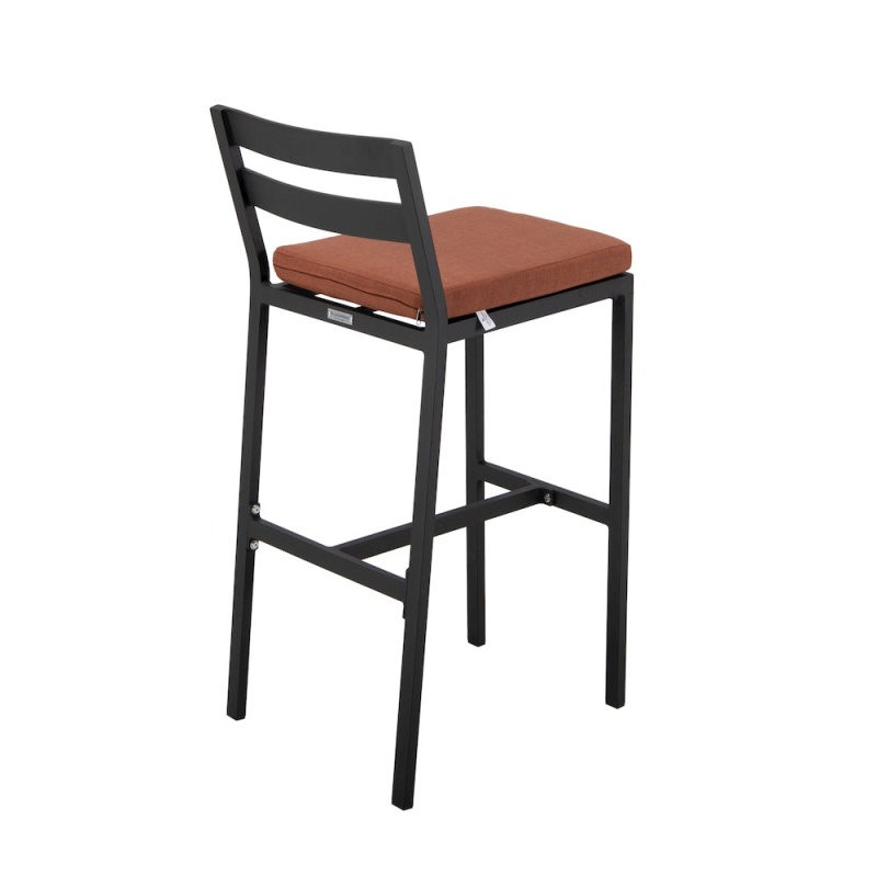 Chelsea Collection Modern Aluminum Outdoor Chair in Black with Orange Cushions
